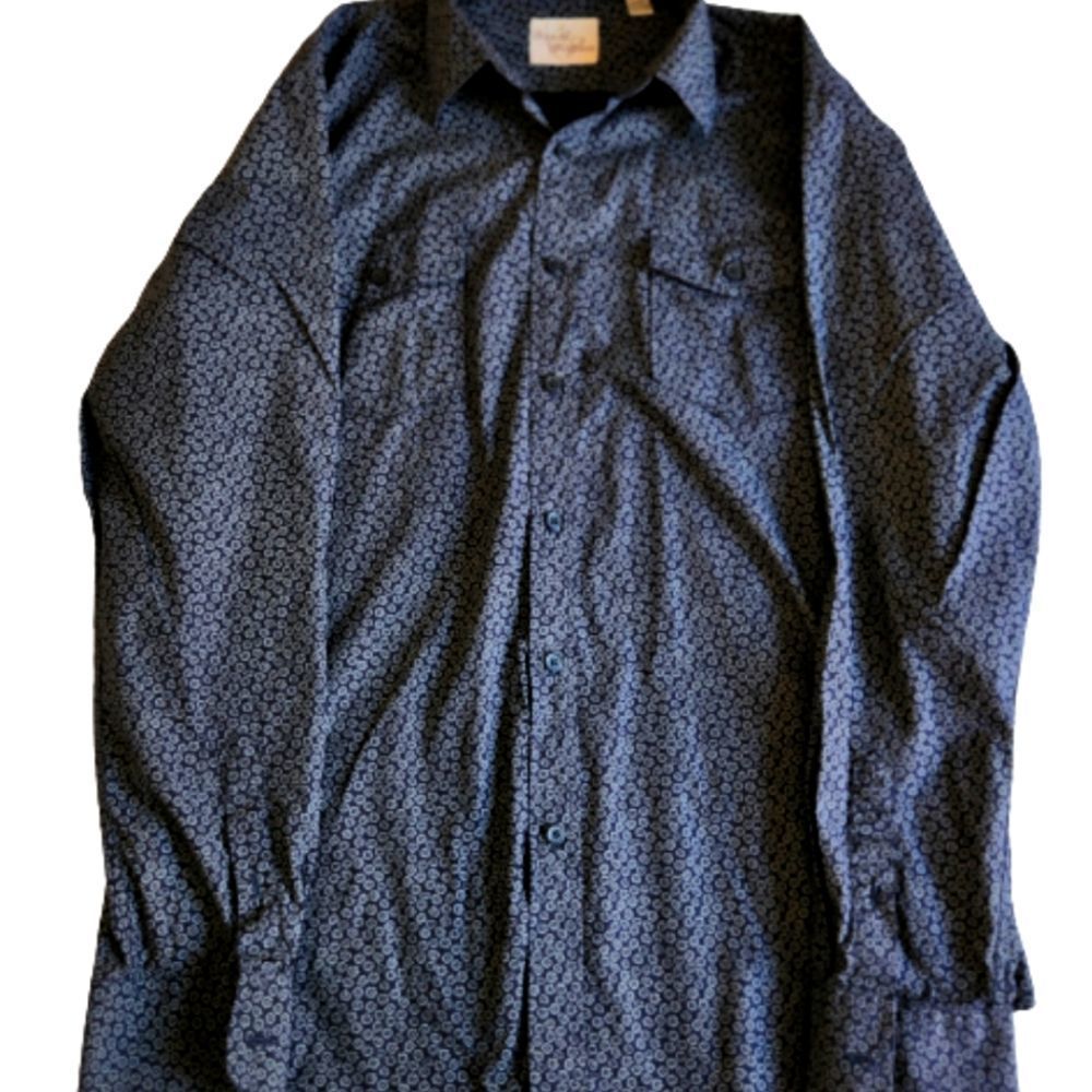 Men's Blue Long Sleeve Collard Size Large